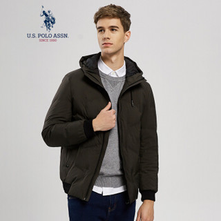 U.S. POLO ASSN. 羽绒服 男青年加厚保暖连帽保暖男士外套 P01640002 墨绿色 XL/180