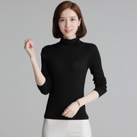 尚格帛 2018冬季新品女装羊绒衫纯色高领毛衣套头针织衫打底衫 LLPY16MP6-001GB 黑色 XL