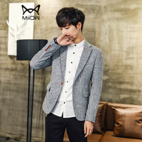 猫人(MiiOW)男士西服休闲时尚单西便服外套QT4016-1-1606灰色XL