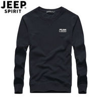 吉普(JEEP)卫衣 男装套头圆领运动卫衣休闲百搭打底上衣 LS15002 黑色 M
