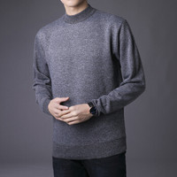 吉普盾 毛衣男装2018秋冬新款休闲针织微高领打底衫男 麻灰 XL