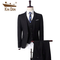 金盾 KIN DON 西服套装男2018秋冬新款绅士宴会婚礼西服套装 CG1652 蓝色（两件套） XL外套+32西裤