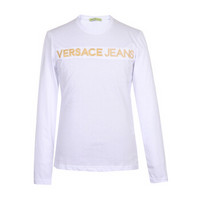 VERSACE JEANS 范思哲 奢侈品 男士白色棉质圆领字母logo长袖运动衫 B3GSA76E 30134 003 S码