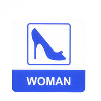 谋福 9001 亚克力标志门贴 店铺玻璃门指示标识牌 温馨提示拍 (蓝白色 WOMAN)3件装