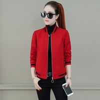 尚格帛 冬季新品女装短外套女韩版棒球服呢子夹克短款毛呢外套 HZ2091-2222GB 红色 M