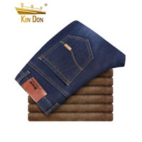 金盾（KIN DON）牛仔裤 新款男士时尚加绒保暖牛仔裤021蓝色加绒29