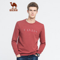 骆驼（CAMEL）男装 青年圆领套头花纱字母情侣款休闲女卫衣D8Q200305珊瑚红M