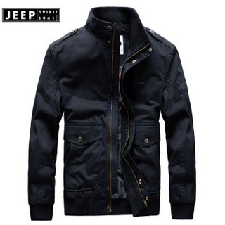 JEEPSPIRIT吉普 2019春秋季新品 型男式夹克 男款大码夹克外套  RSC1671黑色 3XL