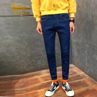 金盾（KIN DON）牛仔裤 新款男士时尚休闲加绒加厚牛仔长裤1703A-K01加绒蓝色29