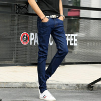 猫人（MiiOW）牛仔裤 男士时尚休闲简约纯色牛仔长裤子B235-105深蓝色31