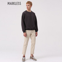 Markless季圆领套头卫衣男休闲宽松纯色外套打底青年WYA8411M 深灰色180/96（XL）