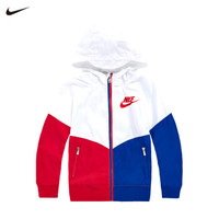 耐克Nike YA男中小儿童梭织皮肤连帽衫春夏夹克风衣运动拉链外套开衫 83421WJ601 白/学院红 5