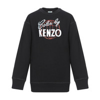 KENZO 高田贤三 女士黑色LOGO图案棉质圆领长袖运动衫卫衣 F86 2SW732 952 99 M码