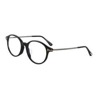 TOM FORD 汤姆福特 中性款黑色镜框银灰色镜腿板材全框光学眼镜架眼镜框 TF5554 F B 001 52MM