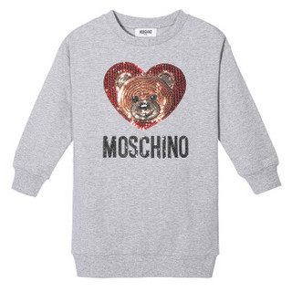 MOSCHINO KIDS 莫斯奇诺 奢侈品童装 女童灰色混纺连衣裙 HEV064 LDA10 60901 4A/4岁/104cm