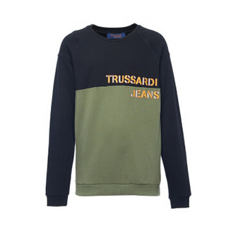 Trussardi 杜鲁萨迪 男士军绿色棉质撞色圆领长袖卫衣 52F00055 1T001705