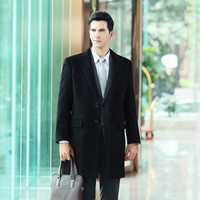 尚格帛 2018冬季新品男女款毛呢大衣加厚羊毛大衣韩版修身型中长款职业装外套 LLXZ1GB （男）黑色 5XL