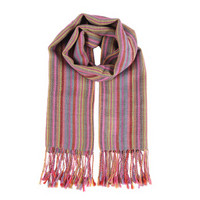 SOL ALPACA 女士花色条纹秘鲁原产小羊驼毛阿尔巴卡大围巾披肩 WL-P1382 C003 70*200厘米