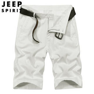 吉普（JEEP）短裤 男装短裤宽松休闲户外沙滩裤大码五分裤男 WGQ0225 白色 38