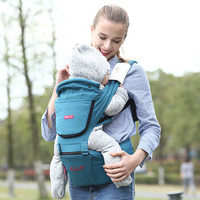 英国Babyjoey婴儿背带 多功能双肩腰凳抱带背婴带土耳其蓝 浅蓝色 M