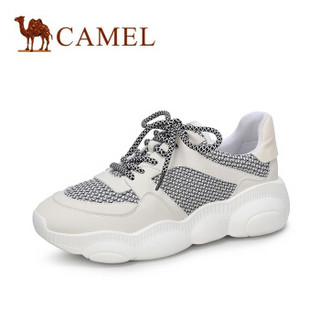 CAMEL 骆驼 女士 潮流舒适厚底拼接老爹鞋 A91568613 白色 35