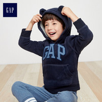 Gap旗舰店 男婴幼童 logo徽标抓绒连帽运动衫 338303 靛蓝色 100cm(3T)