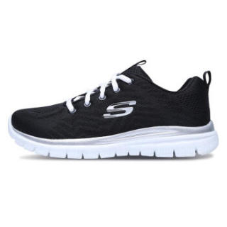 SKECHERS 斯凯奇 LIFESTYLE系列 女款绑带休闲跑步鞋 12615-BKW 黑色 37
