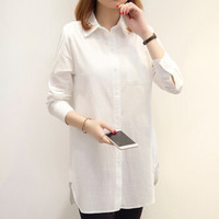 JOY OF JOY 京东女装2019春季新款白色衬衫女春季宽松长袖港风ins超火的bf上衣 JWCC191153 白色 2XL