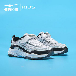 鸿星尔克（ERKE）童鞋男儿童运动鞋大童慢跑鞋 63119120055 正黑/正白 34码