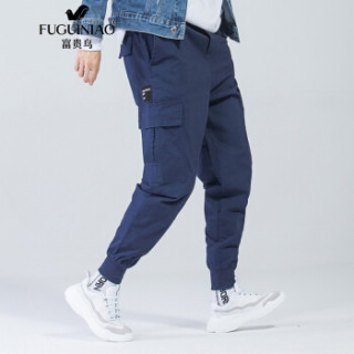 Fuguiniao 富贵鸟 新款潮牌束脚裤嘻哈宽松hiphop小脚裤子 19177FG8076