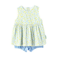 全棉时代 婴儿针织假两件无袖连体衣59/44(建议0-3个月)黄色小花  1件装