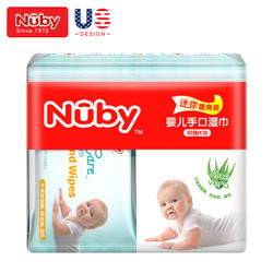 努比 Nuby 湿巾 婴儿湿巾 湿纸巾 棉柔 婴儿手口湿巾 10片×10包 便携迷你随身装