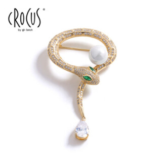 CROCUS时尚百搭灵蛇美杜莎创意胸针女士简约个性优雅别针 生日情人饰品礼物送女友闺蜜学生 金色