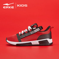 鸿星尔克（ERKE）童鞋男童跑鞋儿童运动鞋中大童舒适绑带慢跑鞋 63119120083 大红/正白 33码
