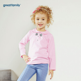 歌瑞家(greatfamily)童装女童长袖T恤春季新款儿童上衣女孩长袖T恤打底衫 粉色90