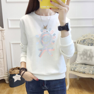 LAXJOY 朗悦 圆领常规款长袖女士T恤 LWTC191362 白色 M