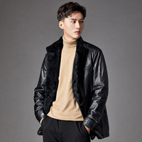 步森 BUSEN 绵羊皮衣 立领款 夹棉加厚 23438334 蓝色 170