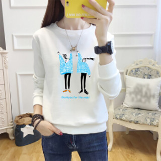 LAXJOY 朗悦 圆领常规款长袖女士T恤 LWTC191363 白色 M