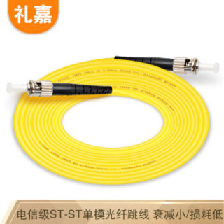 礼嘉（LIJIA）LJ-ST10 电信级光纤跳线 ST-ST单模单芯 全新进口陶瓷插芯 收发器尾纤网络光钎连接线 黄色10米