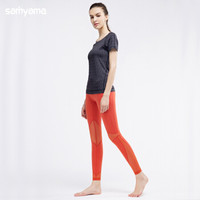 samyama健身房运动瑜伽服春夏款女跑步瑜伽裤紧身弹力透气九分裤暖橘色L