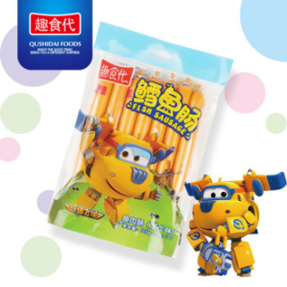 趣食代 休闲零食 超级飞侠 儿童零食深海鱼肉香肠 宝宝营养食品鱼肠 原味鳕鱼肠105克袋(15g*7支)