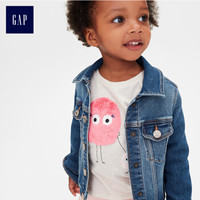 Gap旗舰店 女婴幼童弹力牛仔夹克宝宝洋气儿童外套 354938 中度水洗 100cm(3T)