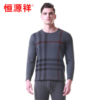 恒源祥 保暖内衣男 加绒加厚保暖内衣套装厚款秋衣秋裤男套装 红色条纹款 185/110