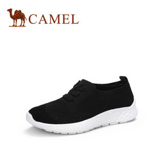 CAMEL 骆驼 女士 轻盈舒适织物系带休闲鞋 A912266149 黑色 35