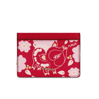 FURLA 芙拉 SS19 CRUISE 女士 牛皮剖层革 红色+混色 BABYLON系列 S号 吉祥猪卡包零钱袋996686 红色+混色