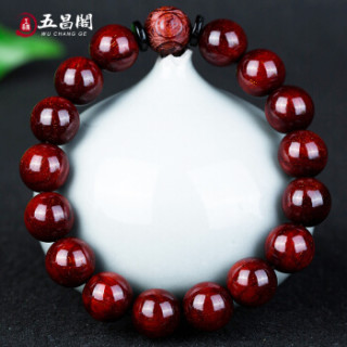 五昌阁 佛字多金星小叶紫檀手串男老料高油密佛珠手链 12MM*17颗