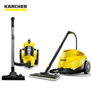 KARCHER卡赫 家用蒸汽拖把吸尘器 速热高温蒸汽清洁机 除螨吸尘蒸汽清洁组合套装VC3Plus+SC3