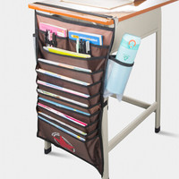 金隆兴(glosen) 学生书桌收纳挂袋初高中生多功能课桌挂书袋 文具收纳包咖啡色 2628