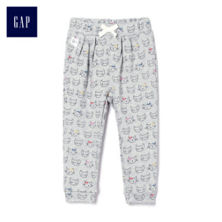 Gap旗舰店 女婴 Logo徽标棉质卡通印花休闲裤376275 浅麻灰 18-24M