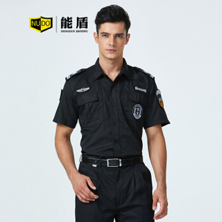 能盾夏季保安服套装工作服男衬衫上衣裤子物业制服BCY-X02黑色上衣+配件XL/175